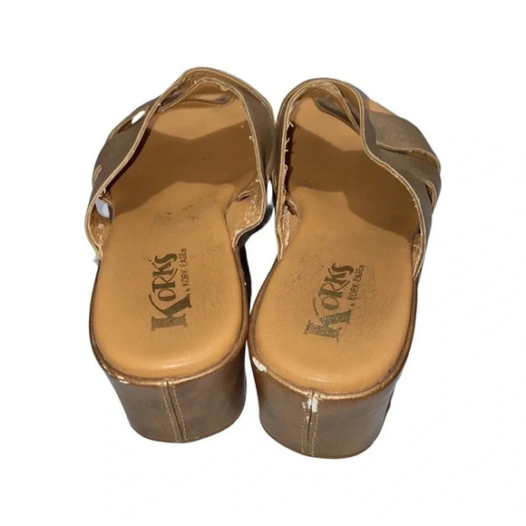Korks by Kork-Ease Metallic Gold Platform Wedge Size 10 - Picture 4 of 7